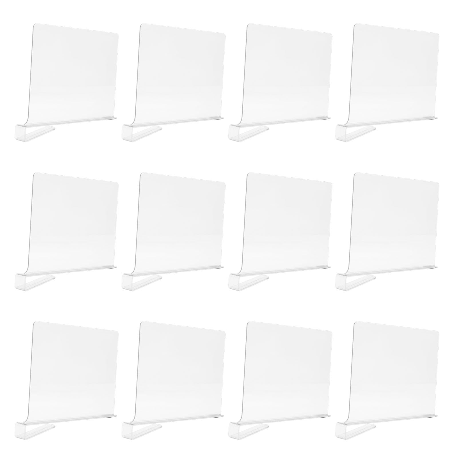 Divisores de Estantes de Acrílico Transparente, Paquete de 12 Organizadores Verticales de Armario para Estantes con Ajuste Ajustable para Camisetas, Bolsos, Bolsos y Gabinetes