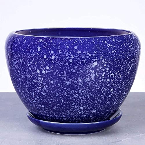 Cadeaux décor Trio de Fleurs Bleues pot avec trou de drainage à offrir pour une crémaillère
