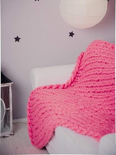 Miniatura 5 de Manta de punto grueso, grande, acogedora hecha a mano, hilo de felpilla tejido apretado, decoración del hogar del dormitorio para camasofásofá, rosa