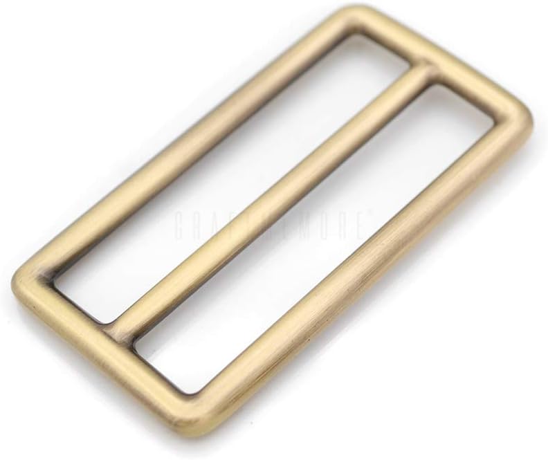 CRAFTMEMORE 2 Inch Metal Slide Buckle Bag Belt Strap Keeper Slider Triglide Adjuster Purse Making Accessories 4 pcs SCSL (2 Inches Slider, Brushed Brass)