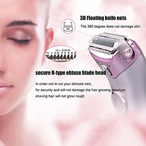 Tezam Cordless Women's Electric Shaver, 3-Blade Wet & Dry Body Hair Epilator Armpit Bikini Trimmer Lady Shaver, Rechargeable