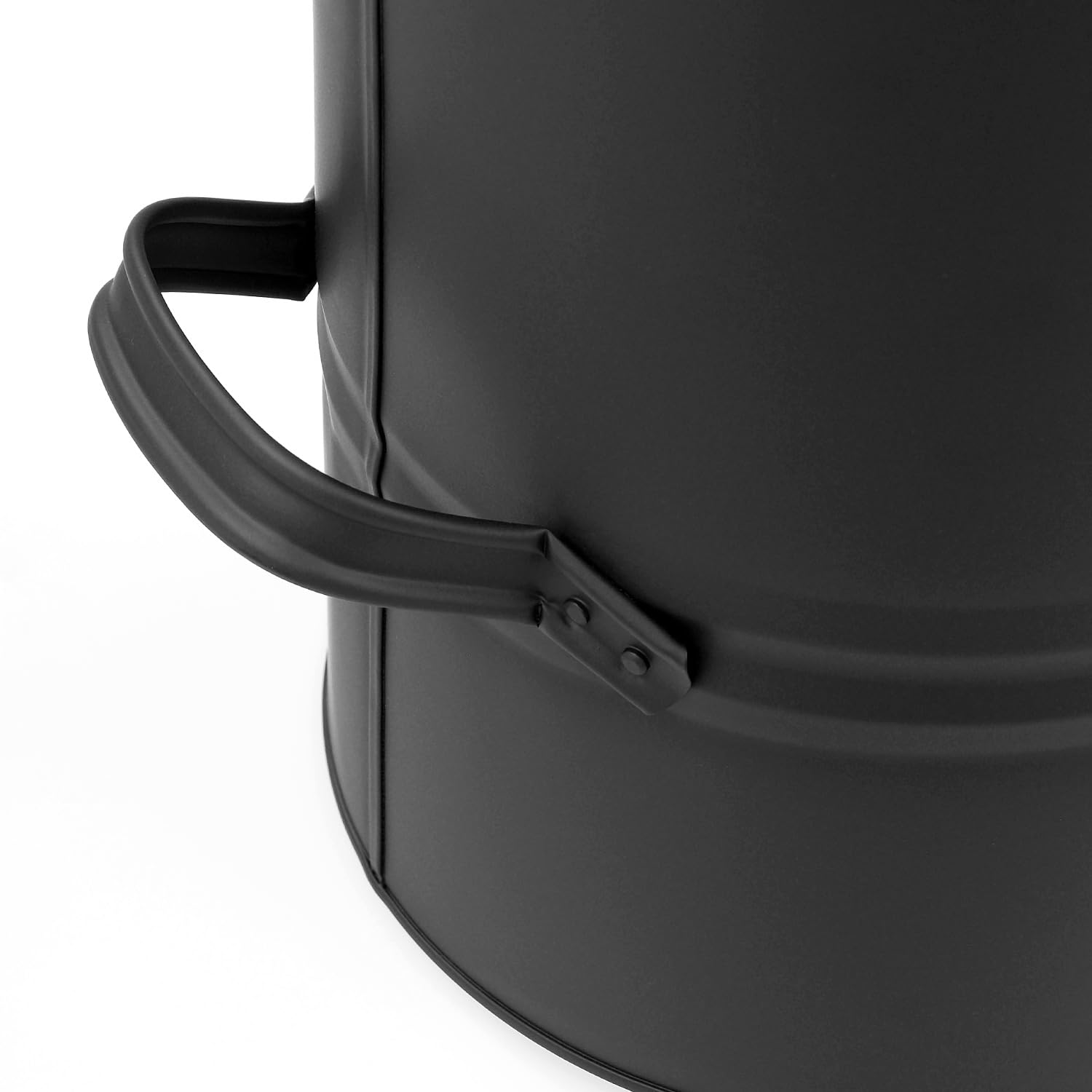Raik Heinz, seau à charbon en acier gris pour pellets et charbon avec rebord verseur, panier de combustible pour cheminée et poêle à granulés, robuste bac à granulés avec 2 poignées, dimensions H x Ø
