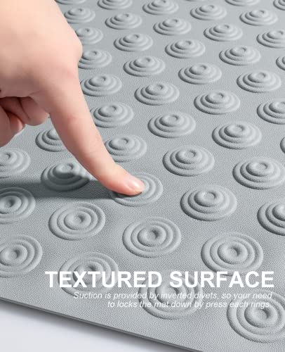 Othway No Suction Cup Bath Mat: 39X16Inch Extra Long Bathmat│Perfect For Ordinary Or Refinished Bath Tubs │Made Of Nature Rubber│Protect Your Bathtub (Grey) #TOP1