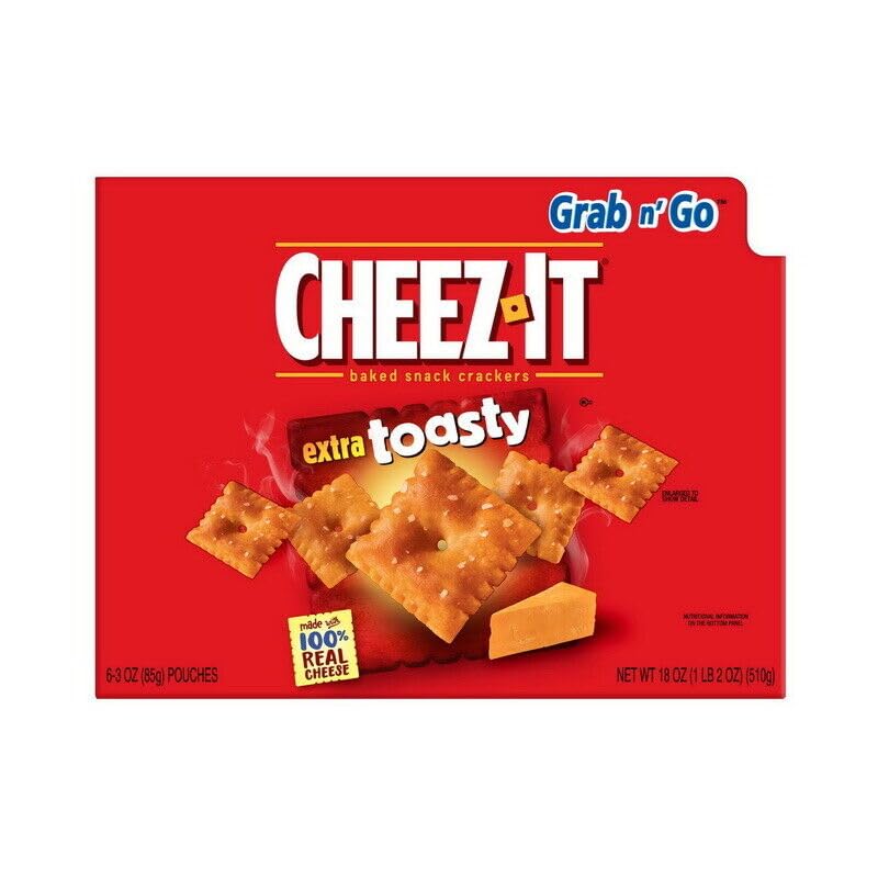 Cheez-It, Baked Snack Cheese Crackers, Extra Toasty, Grab n' Go, 6.750lb Case (36 Count)