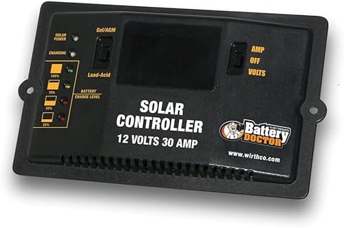 WirthCo 23125 Batería Doctor 30 Amp 12V Controlador Solar