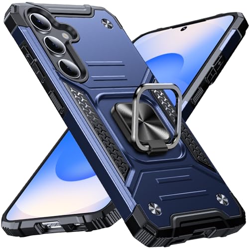 Anqrp Heavy Duty Case for Samsung Galaxy S25 Case with Enhanced Ring Holder Grip Stand, Military Grade Shockproof Rugged Drop Protective Silicone Hard Samsung S25 Phone Case Cover,Blue
