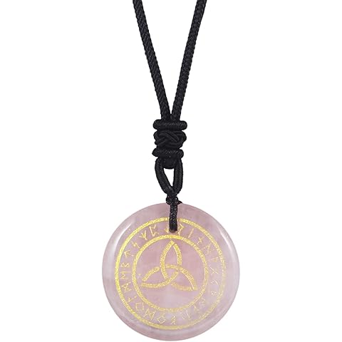 Natural Rune Stones Engraved Elder Alphabet Healing Crystal Stone Pendant Necklace ...