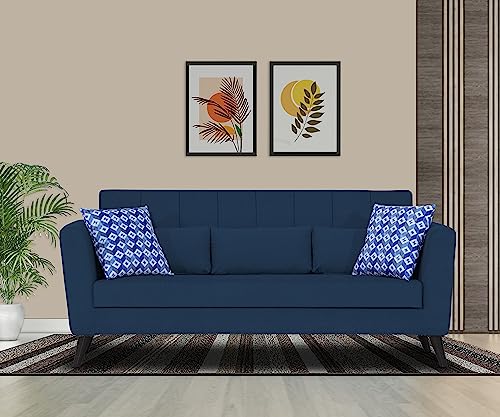 Image of Adorn India Daniel 3 Seater Sofa (Blue) (3 Year Warranty)