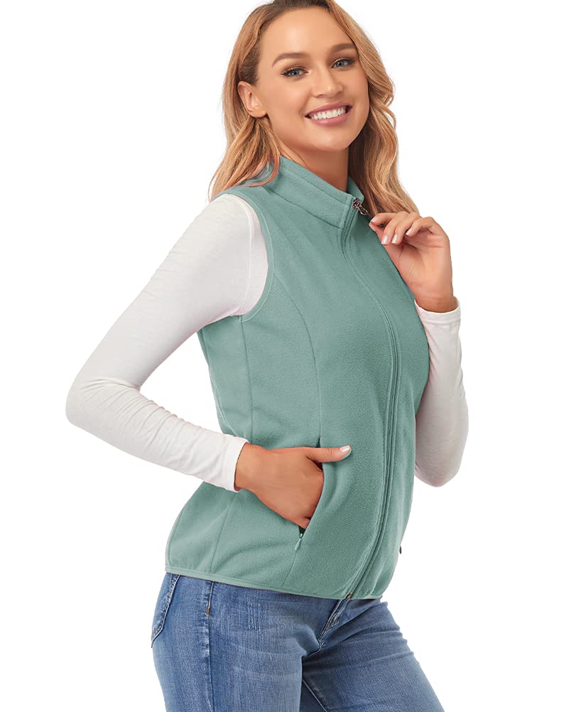fuinloth Gilet in pile da donna,Termico Senza Maniche Elegante Collare Eretto con Zip e Tasca