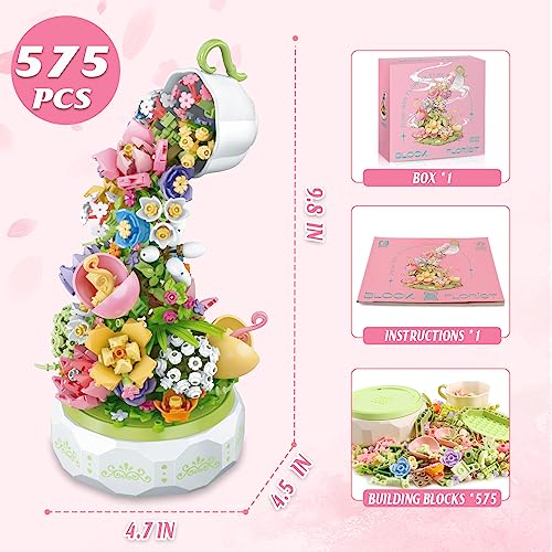 image for JONEG Flower Musical Building Blocks - 575PCS Music Box Building Block