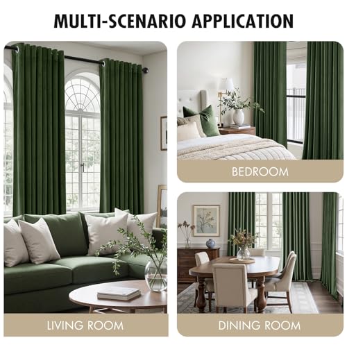 MIULEE Olive Green Velvet Curtains for Bedroom 2 Panel Set 54 Inch Drop Curtains, Soft Elegent Home Decor Velvet Curtain Living Room, Sun Blocking Room Darkening Thermal Eyelet Curtain 46x54 Inch - Cosy Home Interiors MIULEE Olive Green Velvet Curtains for Bedroom 2 Panel Set 54 Inch Drop Curtains, Soft Elegent Home Decor Velvet Curtain Living Room, Sun Blocking Room Darkening Thermal Eyelet Curtain 46x54 Inch - Image 7