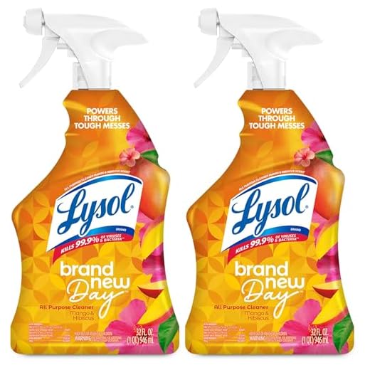 Lysol All-Purpose Cleaner, Sanitizing and Disinfecting Spray, To Clean and Deodorize, Mango & Hibiscus Scent, 32oz (Pack of 2)