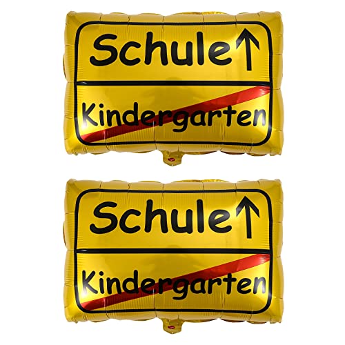 Deko Einschulung Junge,Deko Einschulung Schulanfang ,2Stk Folienballon Kindergarten Schule Verkehrsschild Heliumballon Schulkind , Schulstart Schulkind Deko Einschulungsgeschenke Jungen Mädchen Cover