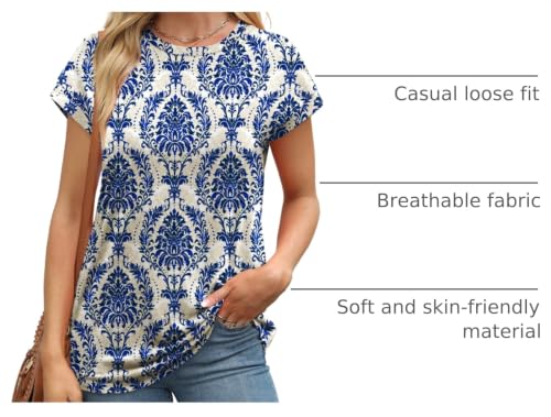 Image of Alaroo Womens Summer Tops Short Sleeve Shirts Crew Neck Cute Trendy Tunic Blouses (S-3XL)