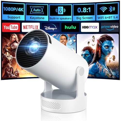 Kimwood Projector with Upgraded HiFi Speaker, [Built-in Apps] 1080P Mini Portable Projector Lower...