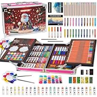 KINSPORY 139 Pezzi Valigetta Colori Bambina, Pittura Valigetta per Bambini, Set per Disegno, Kit Disegno acquarellabili Bambini (Rosso)