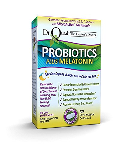 Dr. Qutab's Probiotics for Women and Probiotics for Men, Digestive Probiotic Supplement with Melatonin, 30 Vegan Probiotics Capsules with 10 Billion Active Spores for Immune Support & Sleep Aid
