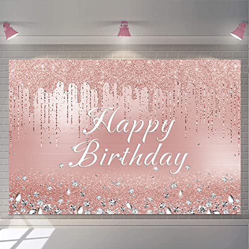 Happy Birthday backdrop Rose Gold Photography Background Sweet Girl Party Decoration Banner 7x5FT - Image 3