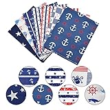 OIZEN Baumwollstoff Meterware Stoffpaket 7 Stück je 50 x 80 cm, Stoffe zum Nähen Patchwork Stoff Paket Stoffreste Nähstoffe Baumwolle Öko-Tex DIY Baumwolltuch (Blau Set)