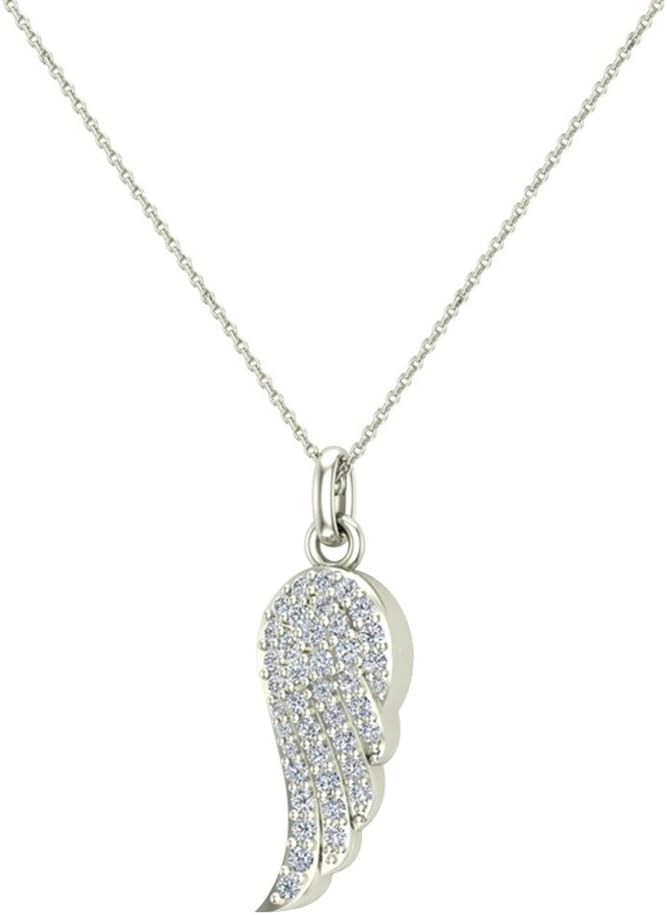 ネックレススワロフスキー 1.0カラット 24金仕上げ 金属アレルギー対応済 シンプル 大粒ネックレス 一粒 ひとつぶ レディース 大人 シンプル  プラチナ加工 ピンクゴールド ゴールド プラチナ Glitz Design 天使の羽 14Kゴールドダイヤモンドネックレス レディース/ガールズチャーム付き チェーンギフトボックス付