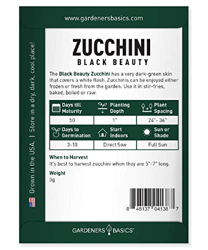 Zucchini Seeds For Planting - Black Beauty Green Heirloom, Non-Gmo Vegetable Summer Squash Variety- 3 Grams Seeds Great For Summer Garden By Gardeners Basics #TOP6