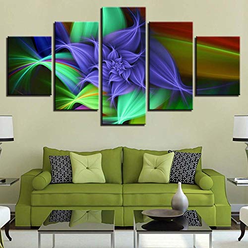 Impression sur toile teal flower 5 pièces de qualité supérieure pour intérieur chic
