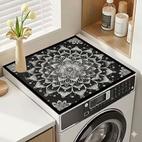 Image of Elegant Anti-Slip Washing Machine Top Cover Mat | Super Absorbent, Heat-Resistant & Dustproof Counter Protector | Laundry Room Stylish Cover Mat for Front Load Machines