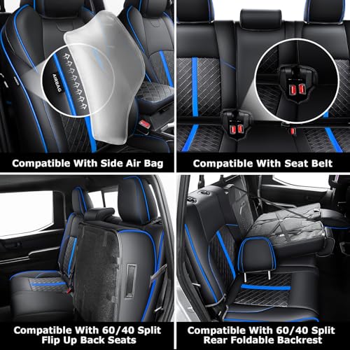 Image of Leather Seat Covers Custom Fit for Tacoma Gen 4th (2024-2026) Double Cab | Custom Fit for SR, SR5, TRD PreRunner, TRD Sport, TRD Off-Road, Limited, Trailhunter - Fully Covered - Fit Like a Glove
