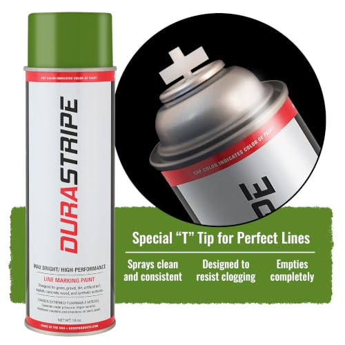 Image of Athletic Field Marking Paint - 2 Cases of 12 T-Tip Spray Cans (24 Total), 18 oz Each - Bright, Durable Field Striping Paint (Green)