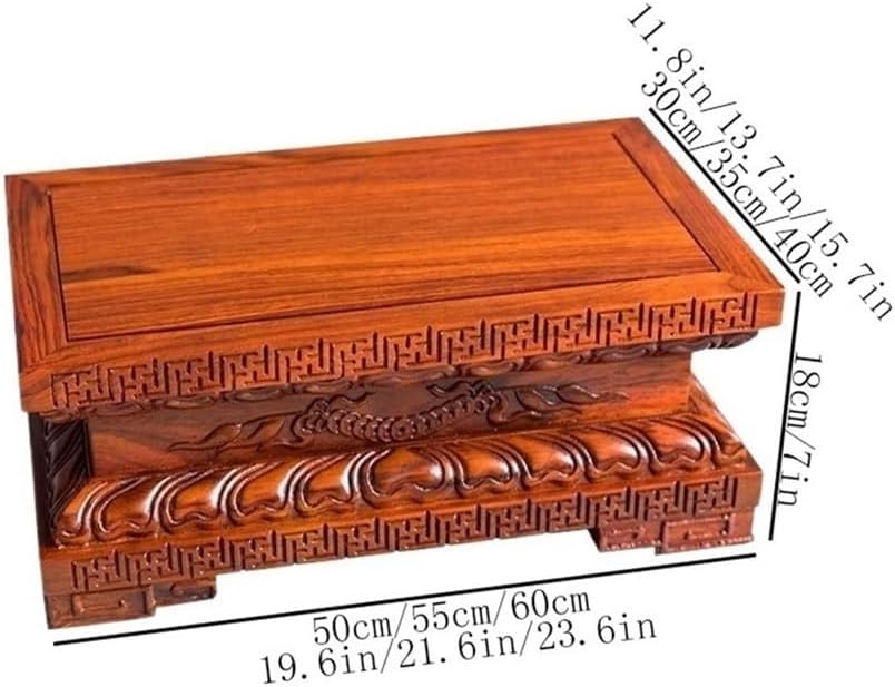 Vase Stand Mahogany Carving Patterns Display Base, Bonsai Teapot Rectangular Pedestal Stand(Small)