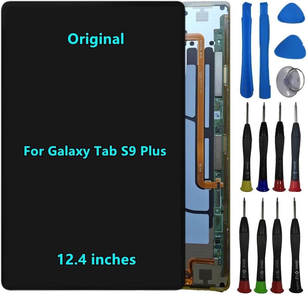 12.4" Original for Samsung Galaxy Tab S9 Plus Screen Replacement Galaxy Tab S9+ SM-X810 SM-X816B Display Touch Screen Digitizer Assembly with Repair Tool