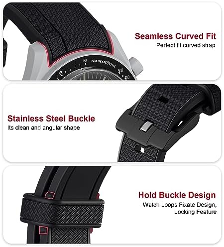 Stanchev Bands for Moonswatch Watch,Curved No Gap Soft Silicone Strap for Omega X Swatch Speedmaster 20mm Watch,Swatch Omega Moonswatch Speedmaster Replacement Strap Men Women (Dark Gray) — view 6