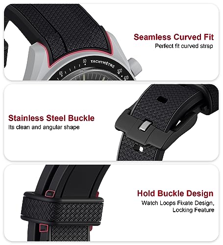 Silikon Armband für Moonswatch Swatch - Verstellbares Weiches Ersatzband, Uhrenarmband für Omega X Swatch Zubehör (Alle Schwarz)
