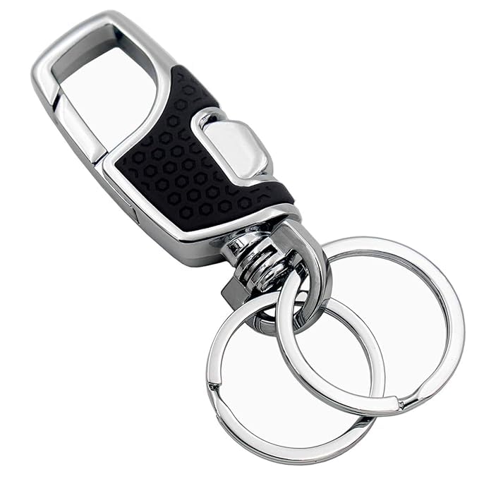 Lancher Metal Key Chain With (2 Extra Rings And Gift Box) Heavy Duty Car Keychain For Men Women - Black
