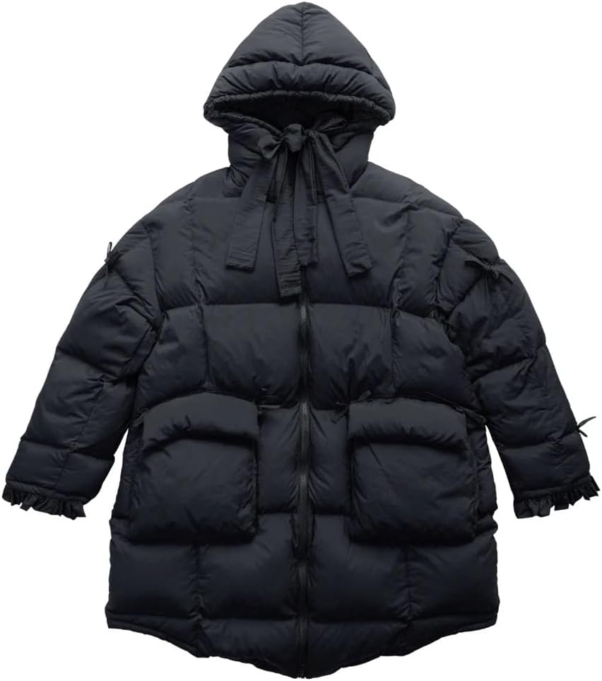 Winter Warm Hooded Long Down Jacket Women's Loose Cute and Elegant Mid-Length Coat