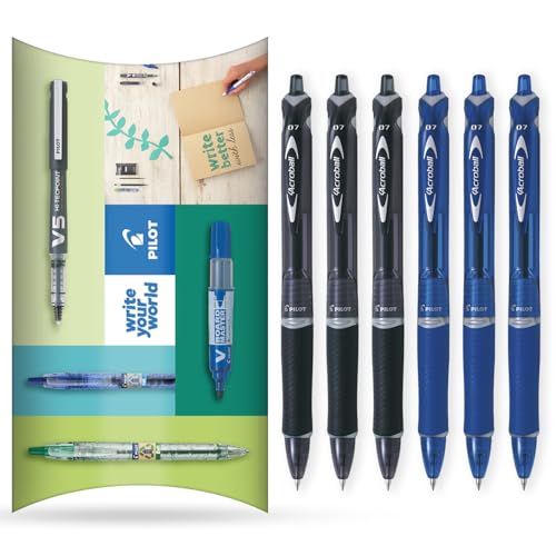 PILOT Acroball Retractable Ballpoint Pen, Begreen Range 79% Recycled, Pack of 6 Pens, Fine 0.7mm Nib