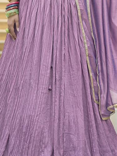 Image of PURVAJA Women's Silk Semi-Stitched Lehenga choli