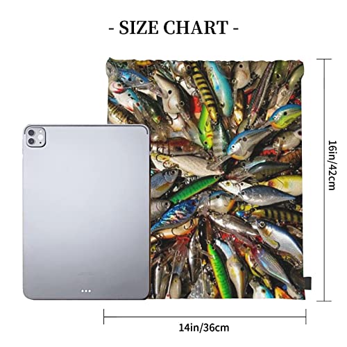 Aseelo Fishing Bait Printed Drawstring Bags Adjustable Shoulder Straps Sports Hiking Gym Swimming Beach Bag #TOP2