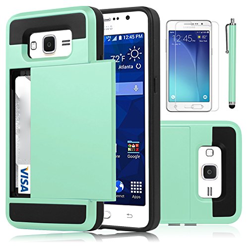 Galaxy Grand Prime Case, EC [Shockproof][Drop Protection] Hybrid Dual Layer Slim Wallet Case with Card Slot Holder Hard Shell Cover for Samsung Galaxy Grand Prime G530 (Green)