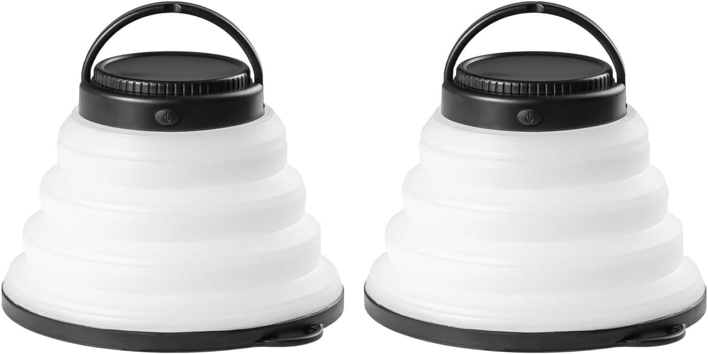 2 Pack Collapsible Camping Light Battery Operated Folding LED Lantern Camping Essentials Warm White Waterproof Hanging lamp for Hurricanes Emergency Power Outages Indoor Outdoor
