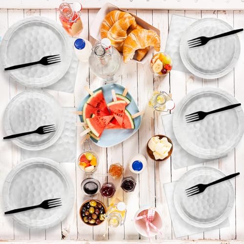 Image of 96 Pcs Golf Party Supplies Bundle Paper Plates Napkins Disposable Golf Ball Sports Party Birthday Decorations Favors For Kids Serves 24