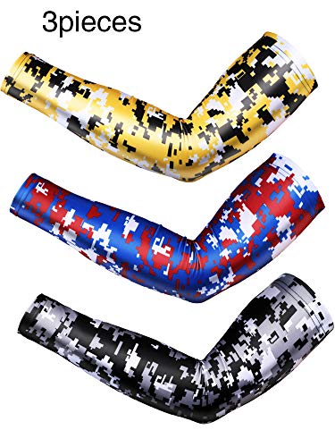 3 Pieces Sports Compression Arm Sleeve UV Sun Protection Sleeves Elbow Support Sleeve