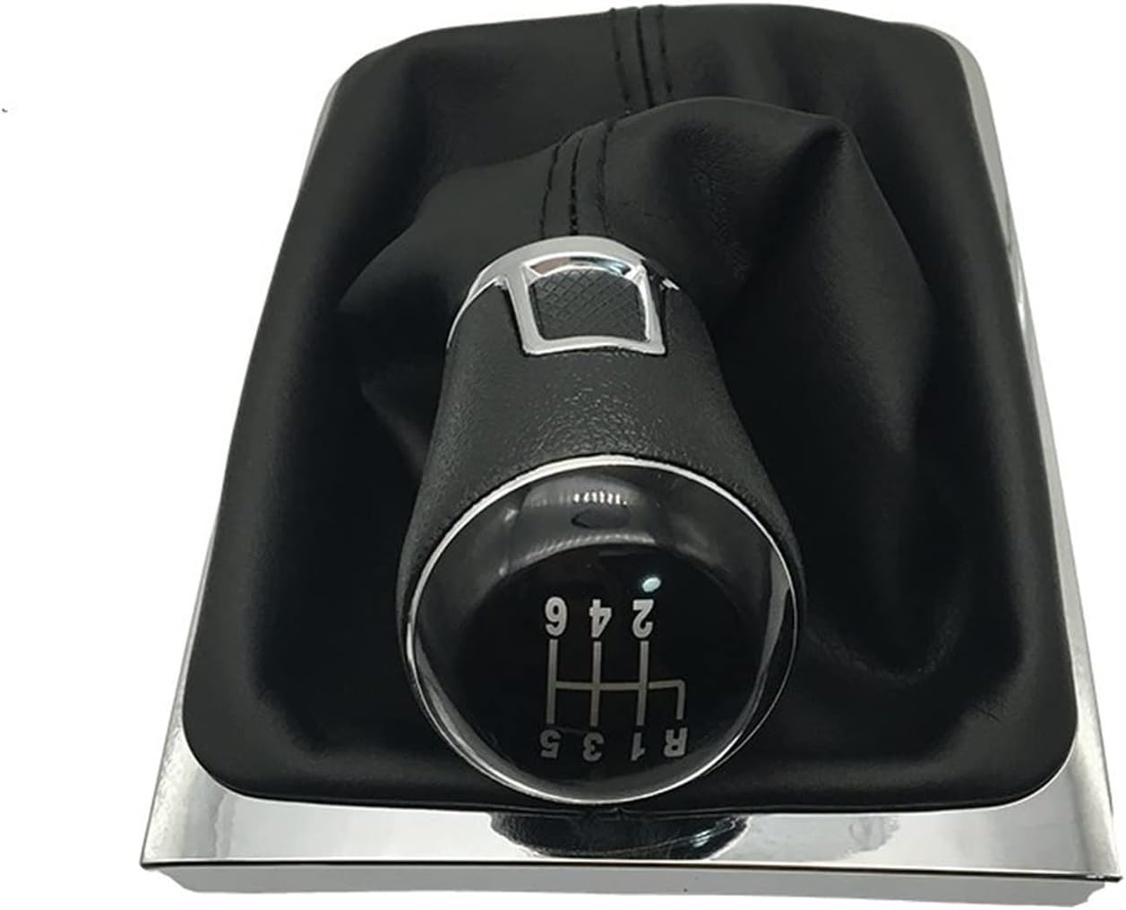 Shift Knob 12mm 5 6 Speed Car Gear Shift Knob with Gear Shift Collars Boot Cover Replacement for VW for Passat B7 CC Shifter Knob Gear Shift Knob (Color : 6-Speed)(Black)