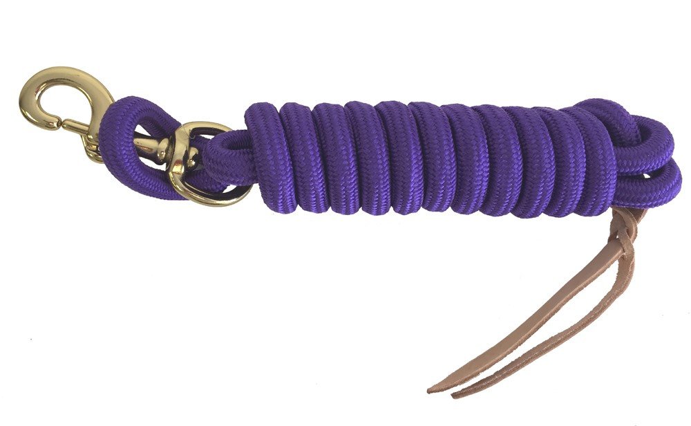 Wholesale (Purple) - Cowboy Nylon Horse Lead Rope with Leather Popper 2.7m x 1.6cm