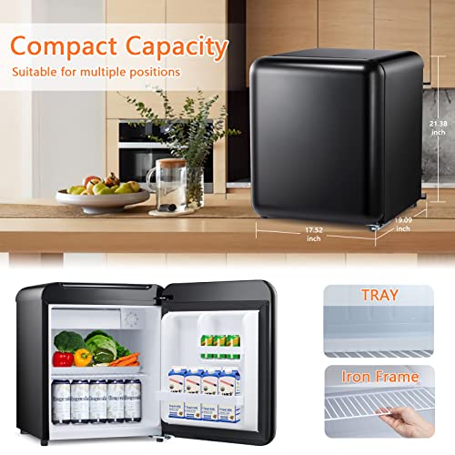 Image of Antarctic Star Compact Refrigerator Mini Fridge for Beverage, Ice Cream, Vegetable, Fruit, 1.7 Cu. Ft., Freezer with Drip Tray, Bottle Racks and Defrost Button, Great for Bedroom, Office, Garage, Dorm, Black