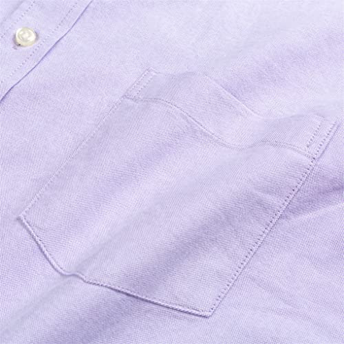Men's Long Sleeve Heavy Cotton Shirt Single Patch Pocket Comfortable Solid Casual Button-Down Oxford Dress Shirts3