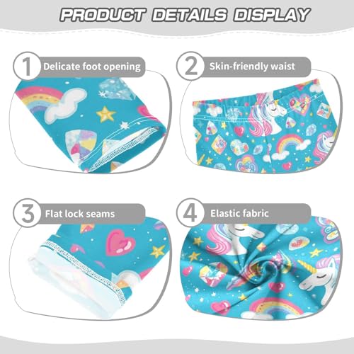 Unicorns Head Hearts Girls' Leggings Toddler Doodles Diamonds Rainbows Kids Yoga Pants Dance Active Tights 4T3