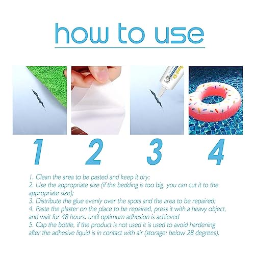 Storaffy PVC Pool Reparaturset Unterwasser | Planschbecken Reparaturset Wasserdicht | Anti-Leck Klarer Kleber mit Flickzeug Pool Zubehör | Pool Flicken Reparaturset für Aufblasbares Kajak, Wasserbett – Bild 4