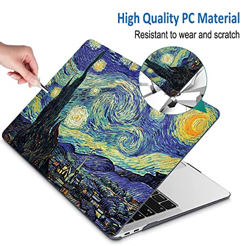 QCzyc Compatible with MacBook Air 13 Inch Case 2022, 2021-2018 A2337 M1 A1932 A2179 Durable Hard Plastic Shell Case &Keyboard Cover&Mac OS Keyboard Sticker (Van Gogh Starry Sky) by QCzyc - Used condition - Image 5