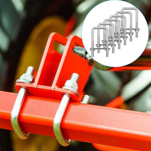 KAIYAYA 6 Stück Bügelschraube U Bügel mit Gewinde M6 50 x 80mm Edelstahl U Schrauben Quadratische Bügelschrauben, Bügelbolzen für Zaunpfosten, Rohr Befestigung, Auto Abschleppen, Zurrbügel